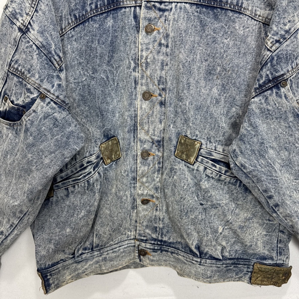 VTG RARE  40s Wild Blues Denim Design  Lined Jacket  Distressed Rivets Acid Wash - Picture 3 of 14